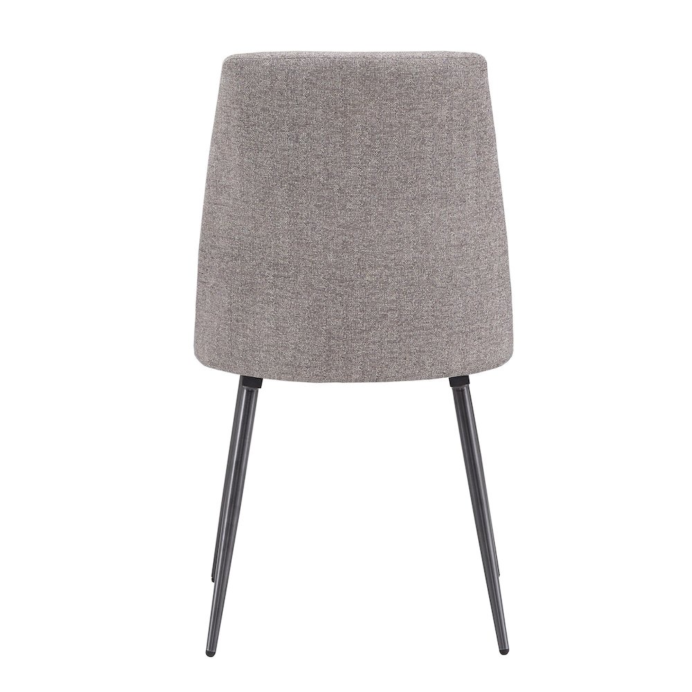 Set of 2, Iron Grey Finish Metal Dark Grey Chenille Dining Chair. Picture 7