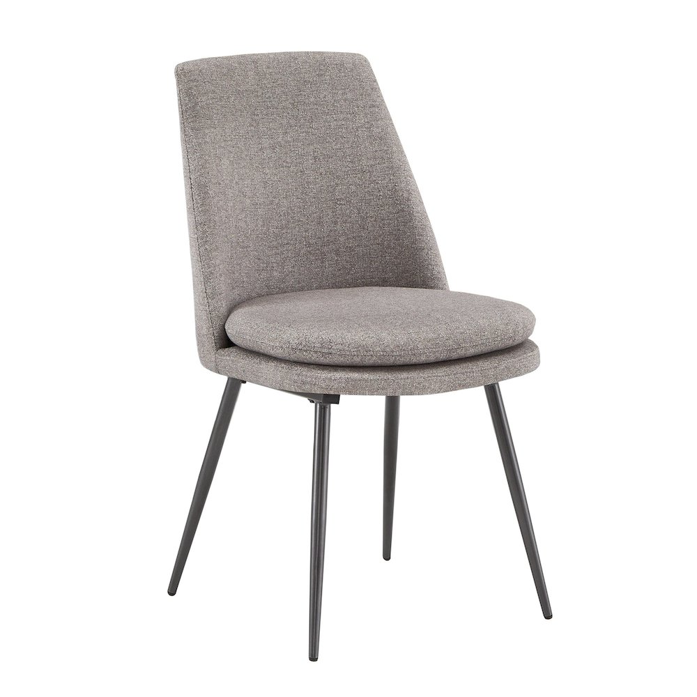 Set of 2, Iron Grey Finish Metal Dark Grey Chenille Dining Chair. Picture 5