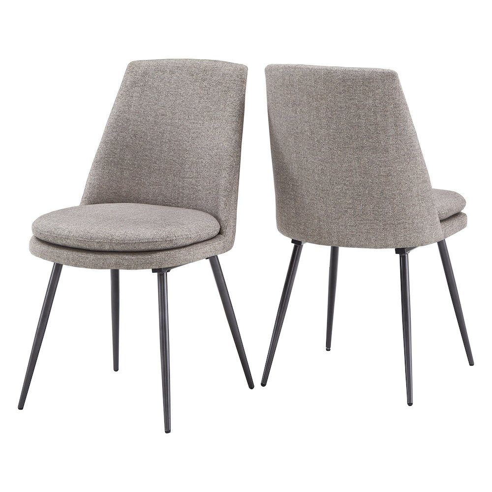 Set of 2, Iron Grey Finish Metal Dark Grey Chenille Dining Chair. Picture 8