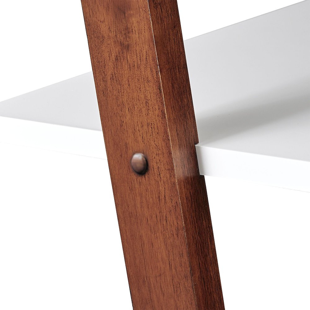 Two-Tone Espresso & White Finish 28"W Ladder Bookcase. Picture 3