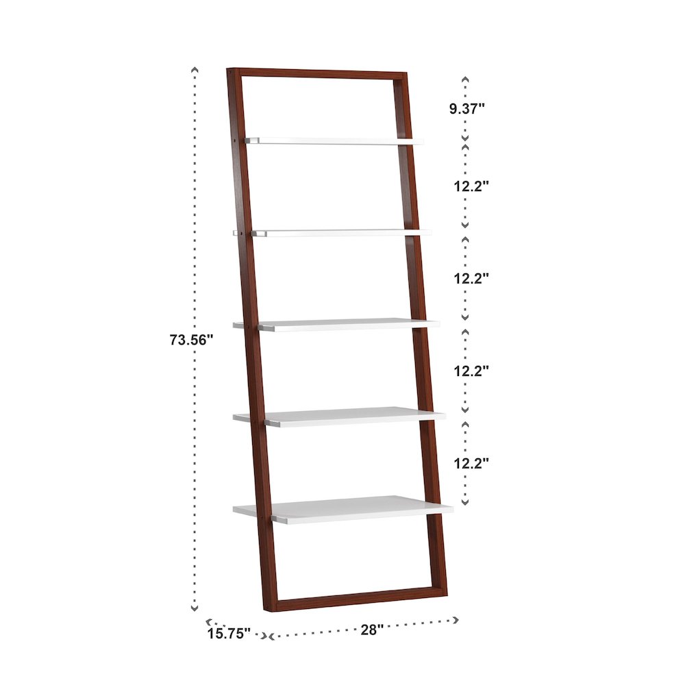 Two-Tone Espresso & White Finish 28"W Ladder Bookcase. Picture 4