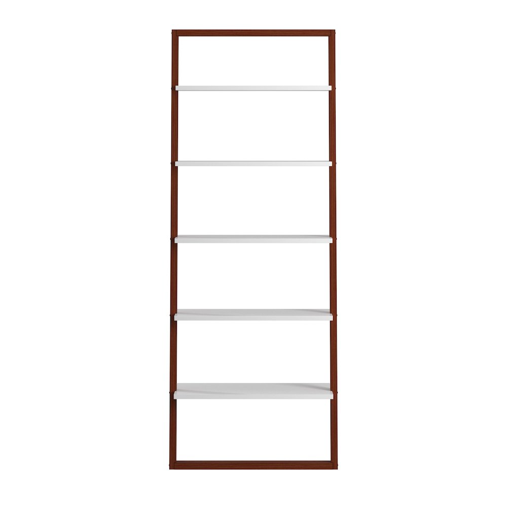 Two-Tone Espresso & White Finish 28"W Ladder Bookcase. Picture 5