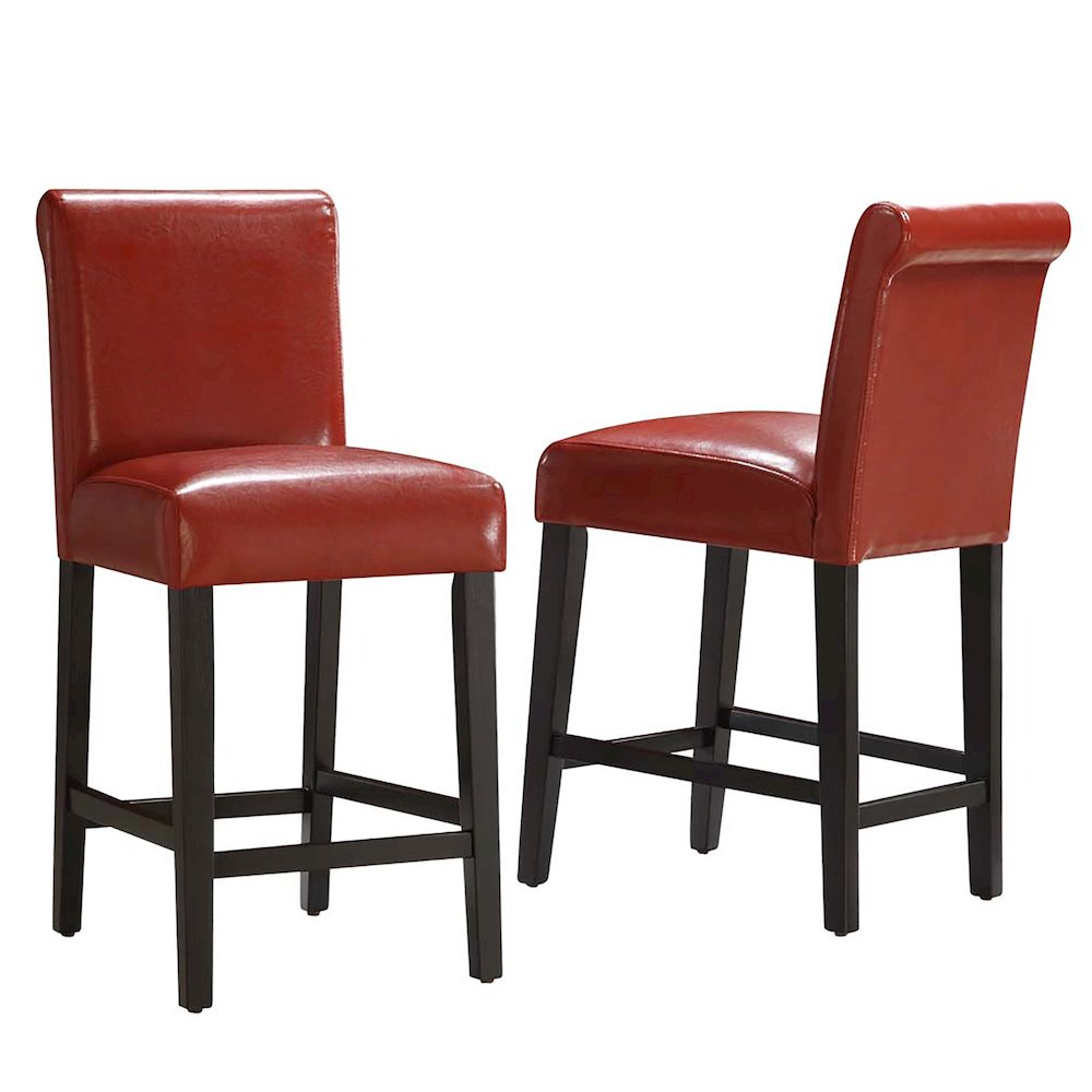 Set of 2, Warm Red Vinyl Counter Height Chair. Picture 5