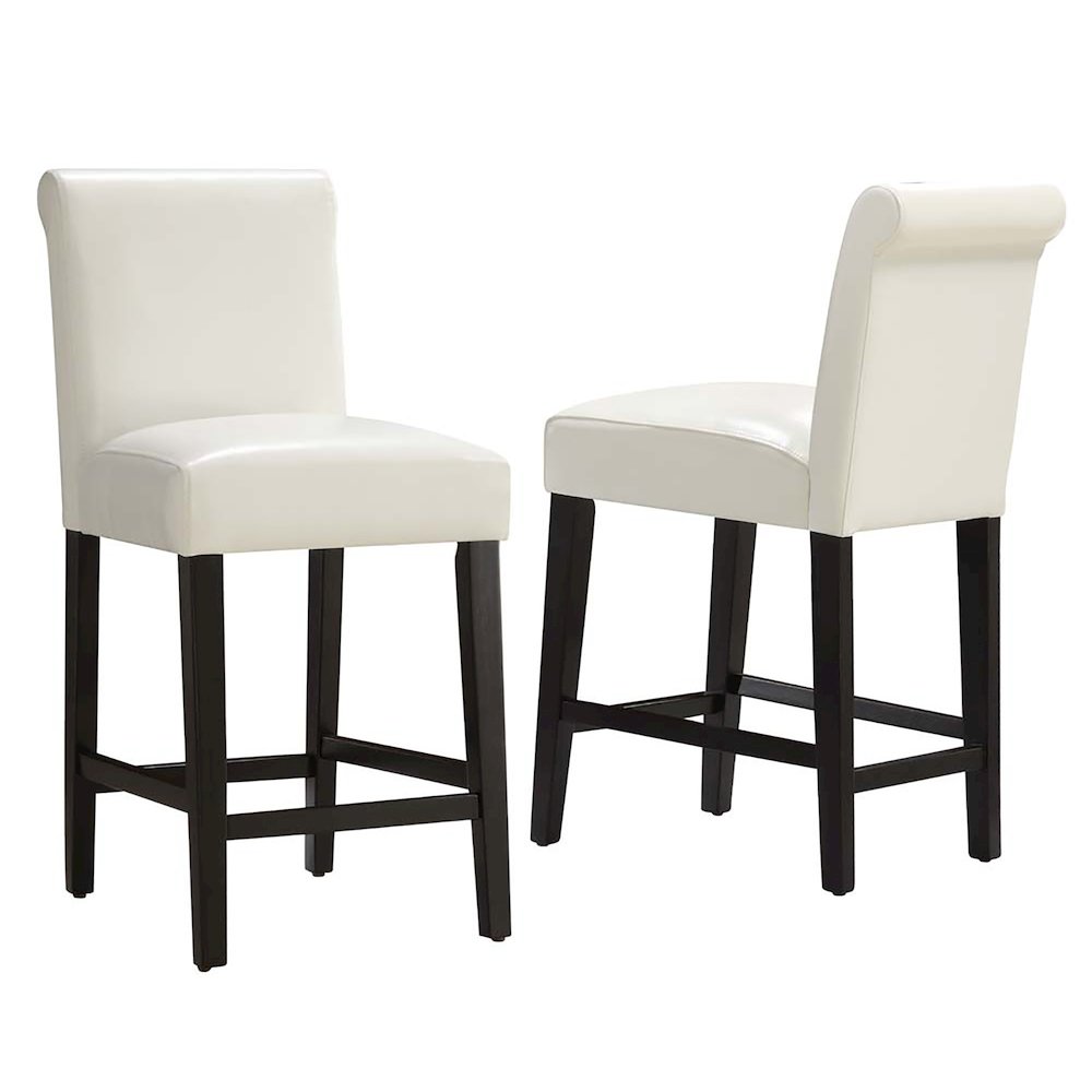 Set of 2, White Vinyl Counter Height Chair. Picture 5