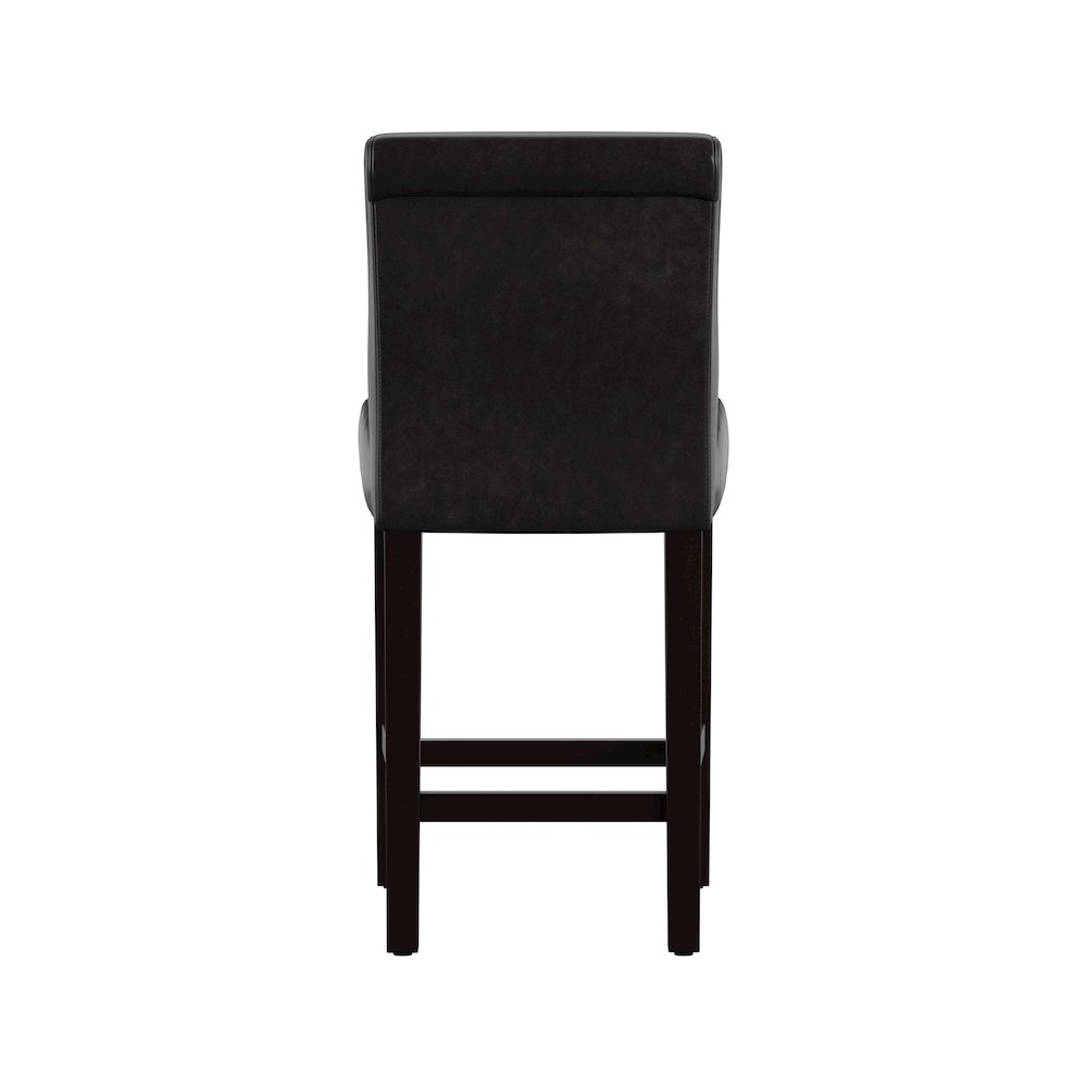 Set of 2, Dark Brown Vinyl Counter Height Chair. Picture 5