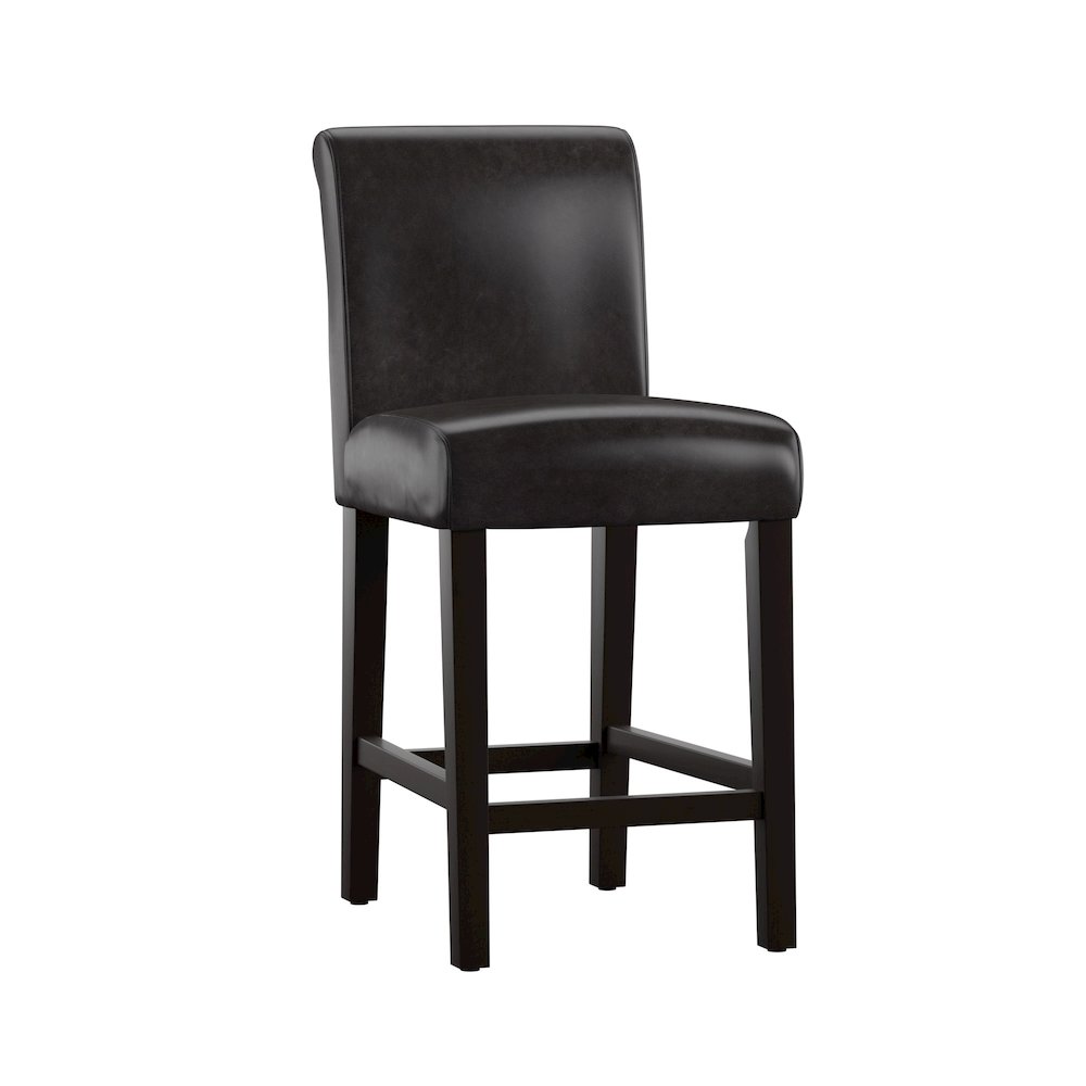 Set of 2, Dark Brown Vinyl Counter Height Chair. Picture 3