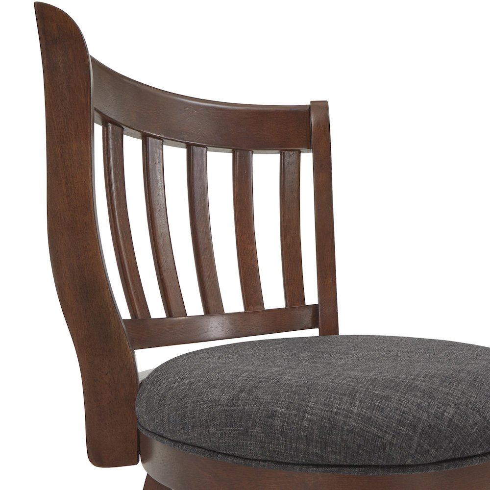 Dark Grey Linen Swivel Bar Height Chair. Picture 3