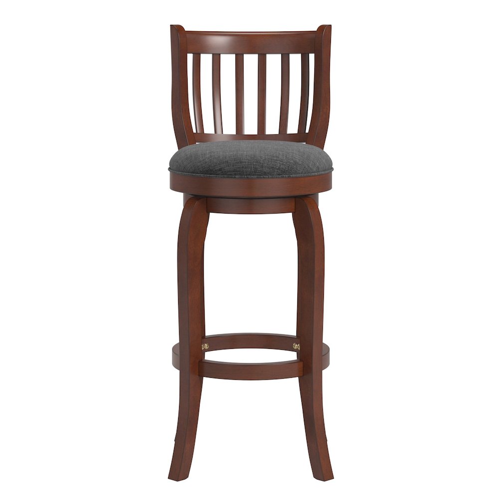 Dark Grey Linen Swivel Bar Height Chair. Picture 5