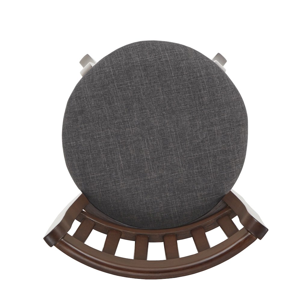 Dark Grey Linen Swivel Bar Height Chair. Picture 6