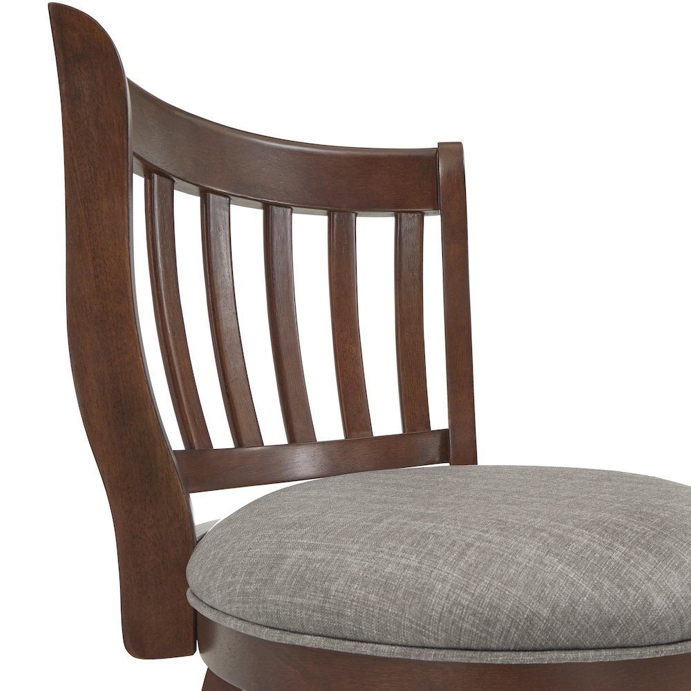 Grey Linen Swivel Bar Height Chair. Picture 3
