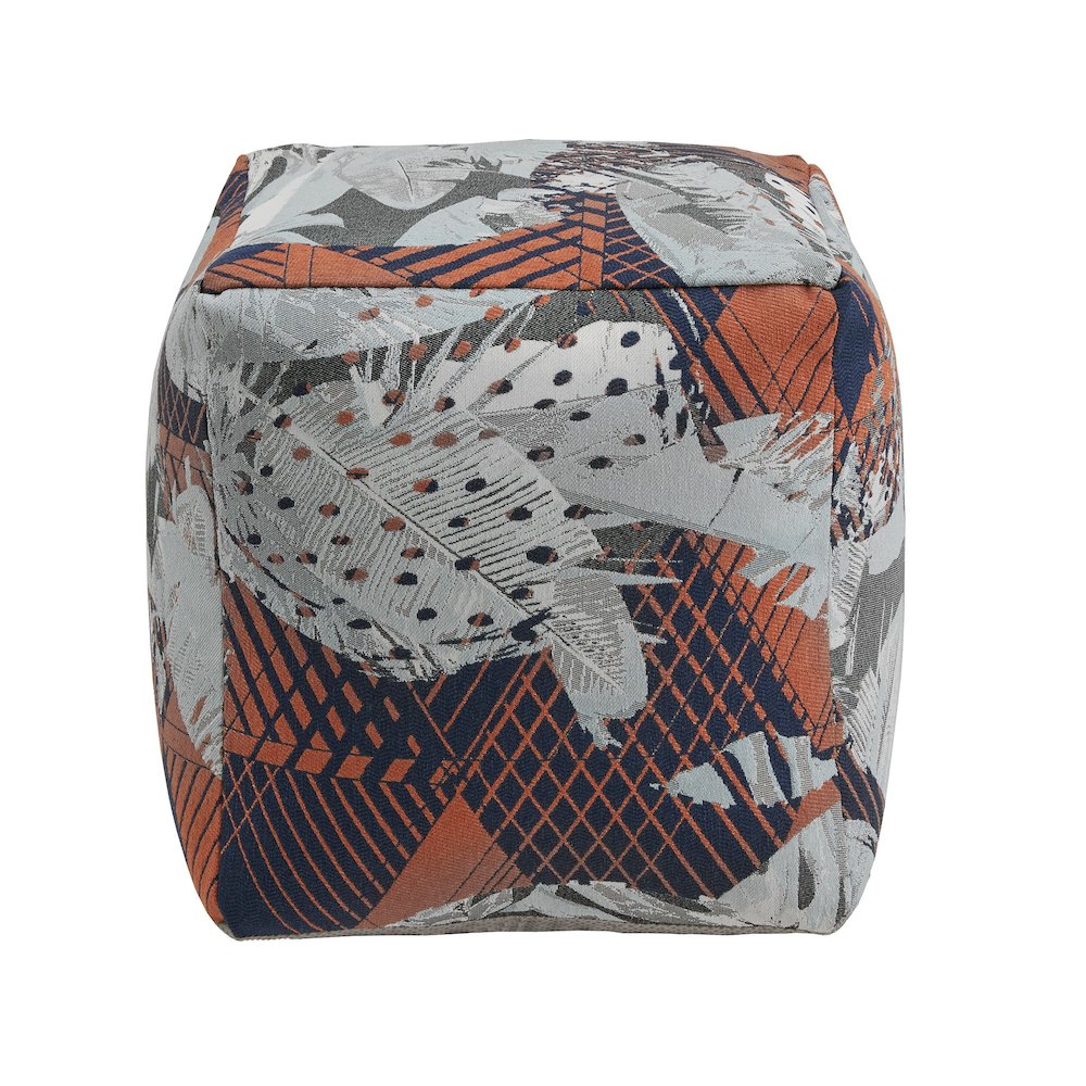 Cube Pouf With Multicolored Abstract Pattern Fabric. Picture 4