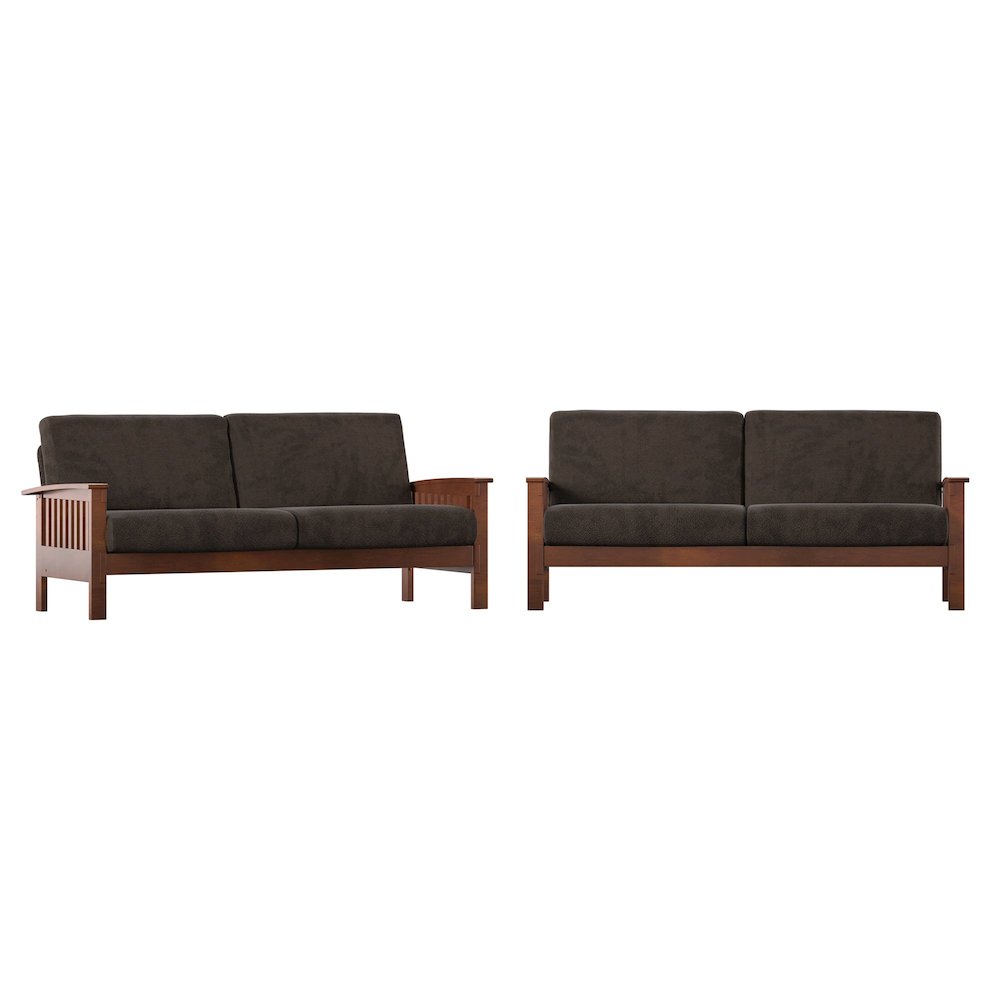 Dark Brown Champion Fabric Mission  Sofa. Picture 4