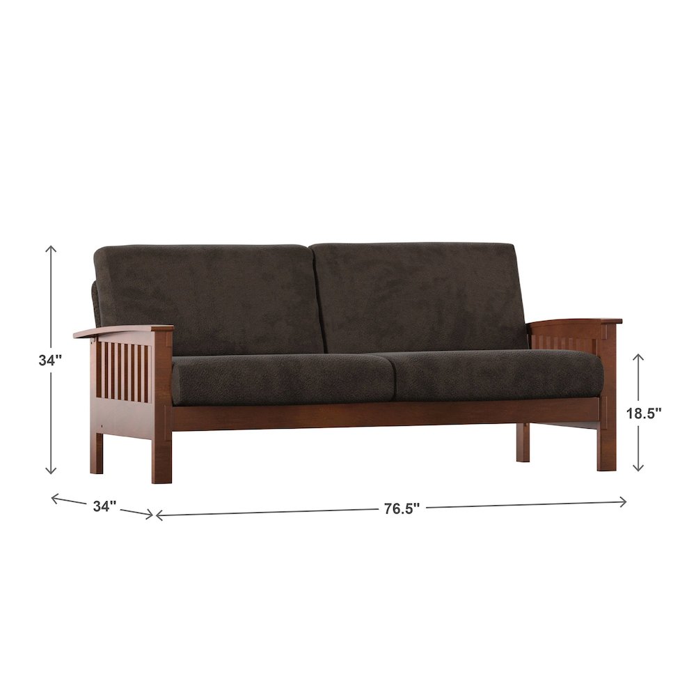Dark Brown Champion Fabric Mission  Sofa. Picture 5