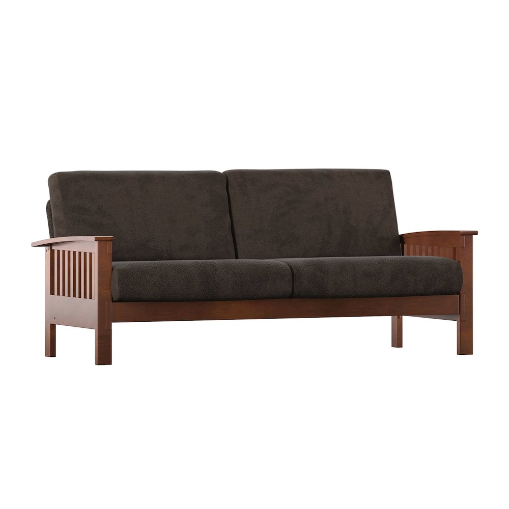 Dark Brown Champion Fabric Mission  Sofa. Picture 6