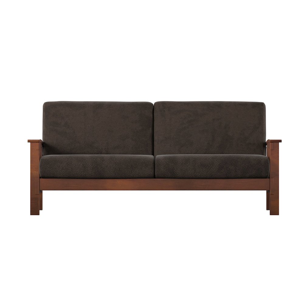 Dark Brown Champion Fabric Mission  Sofa. Picture 1