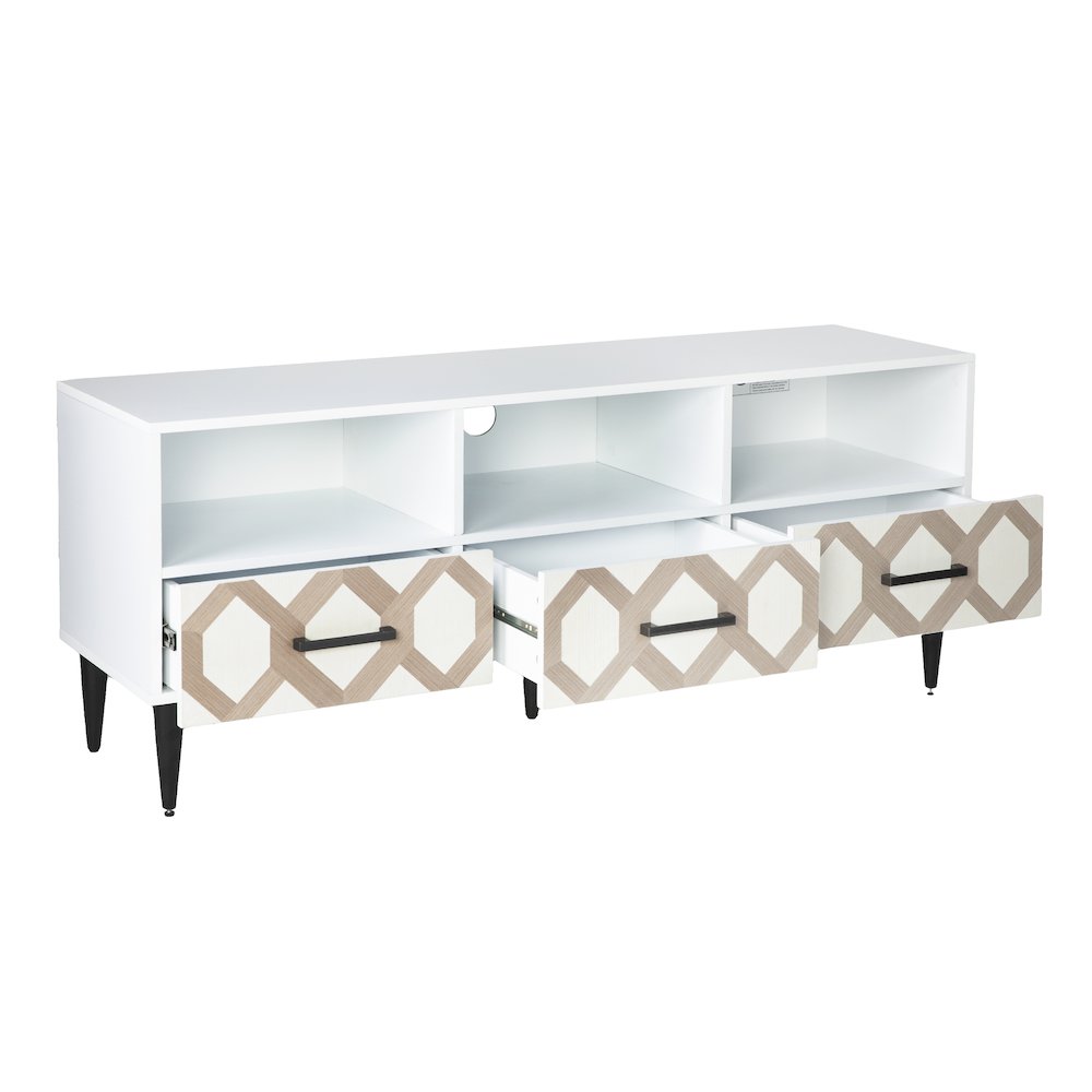 Eltisley TV Stand with Storage in White Color. Picture 5
