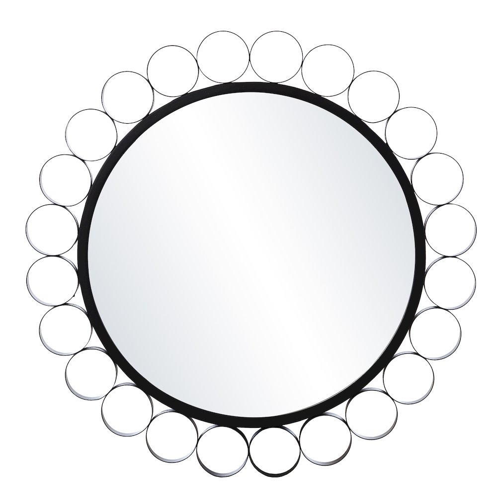 Abdella Round Decorative Mirror in Black Color. Picture 2