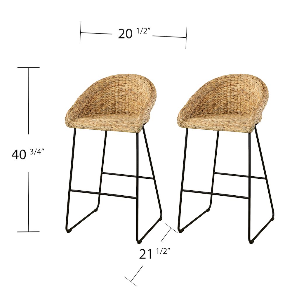 Landrine Water Hyacinth Bar Stools – 2pc Set. Picture 5