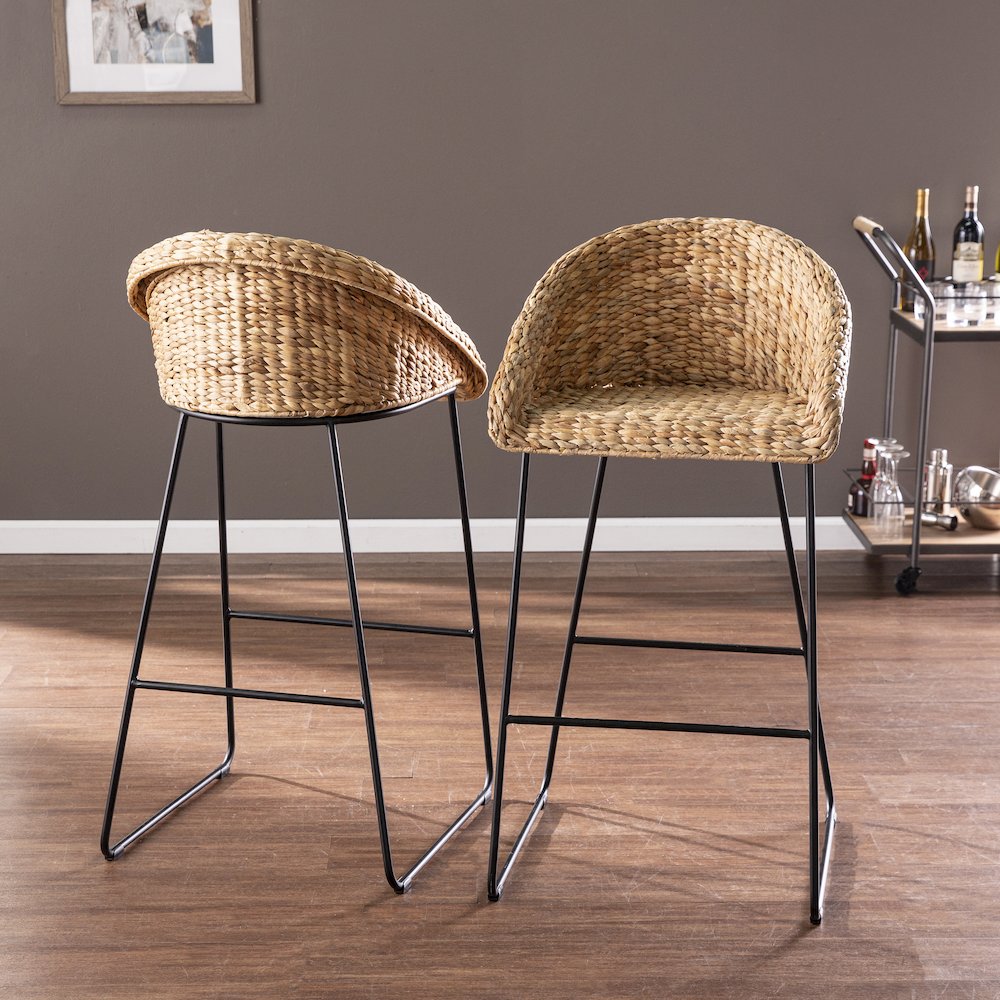 Landrine Water Hyacinth Bar Stools – 2pc Set. Picture 2