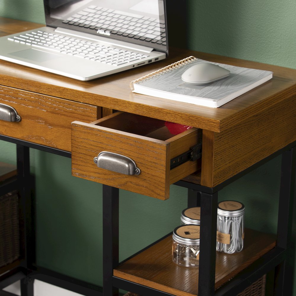 Mirada Desk with Drawers in Brown Color. Picture 3