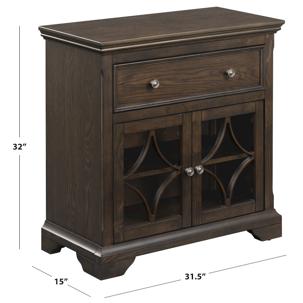 David Two Door One Drawer Cabinet - Brown Oak. Picture 2