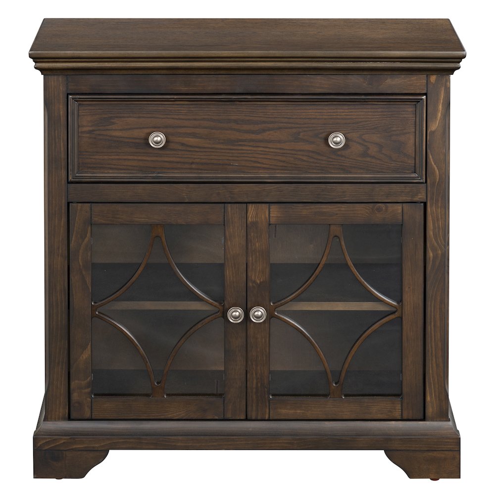 David Two Door One Drawer Cabinet - Brown Oak. Picture 3