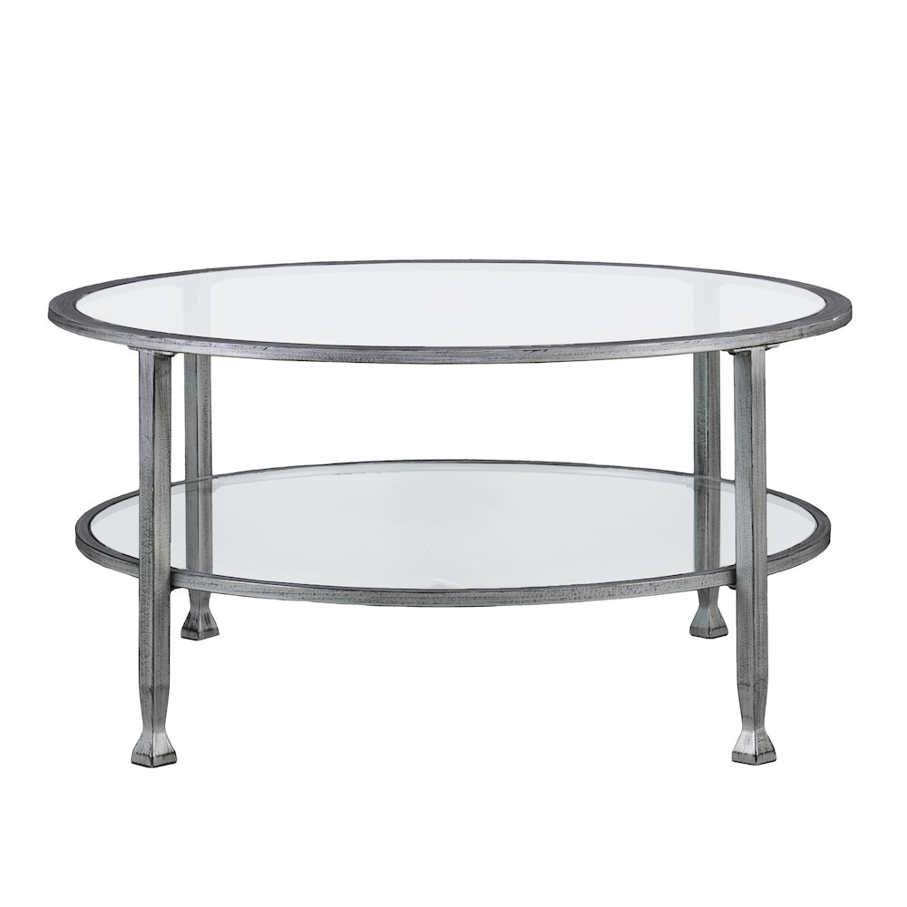 Jaymes Metal/Glass Round Cocktail Table - Silver. Picture 6
