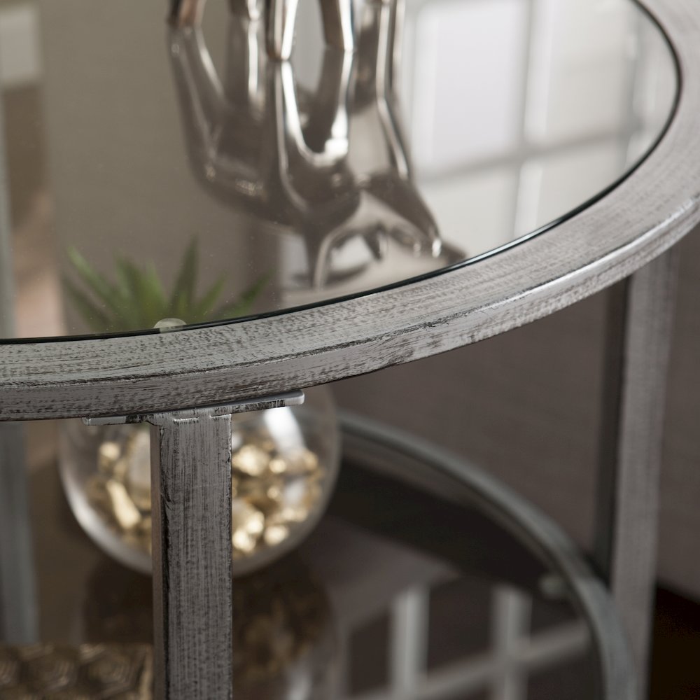 Jaymes Metal/Glass Round End Table - Silver. Picture 4