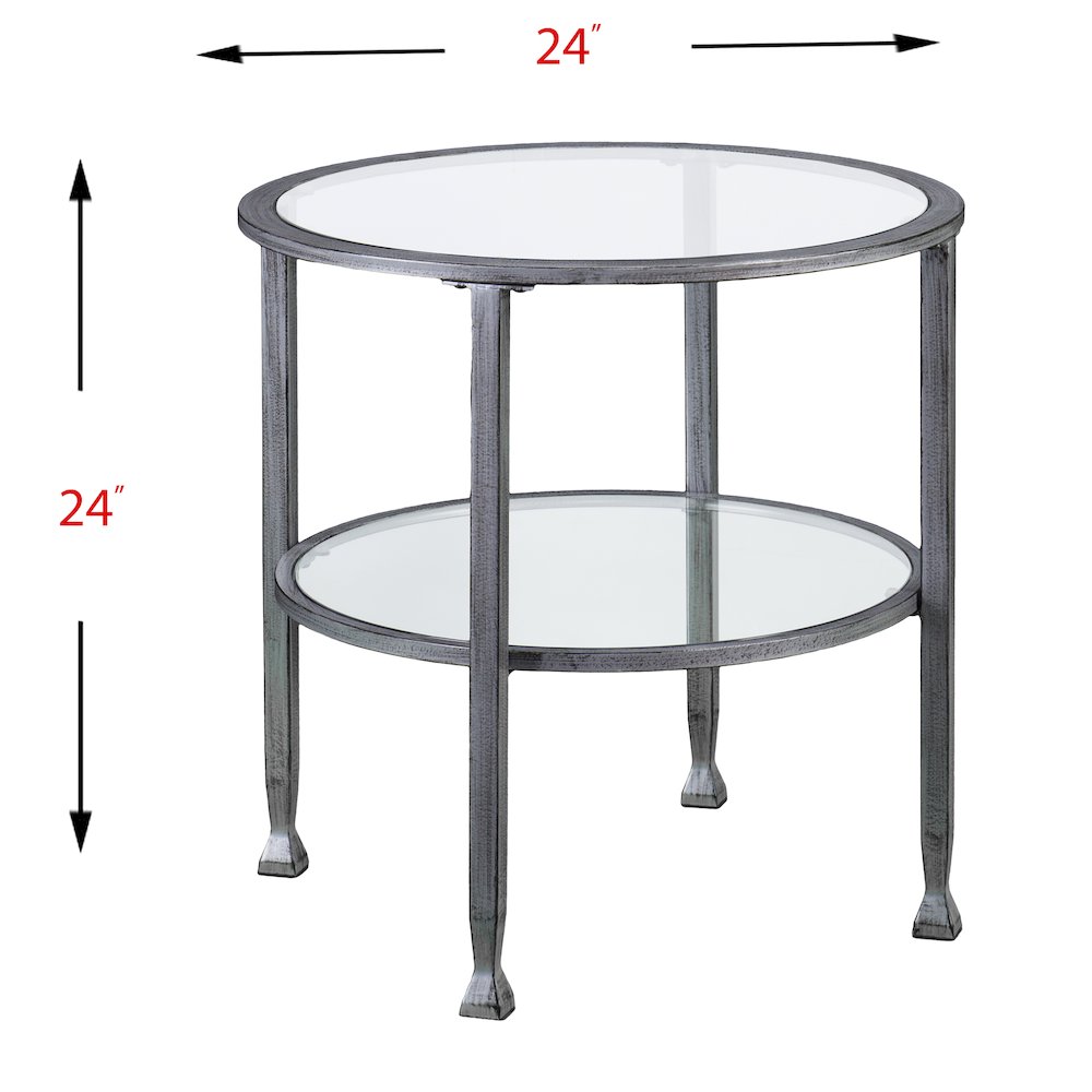 Jaymes Metal/Glass Round End Table - Silver. Picture 5