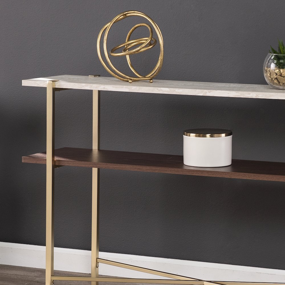 Ardmillan Faux Marble Console Table with Storage. Picture 3