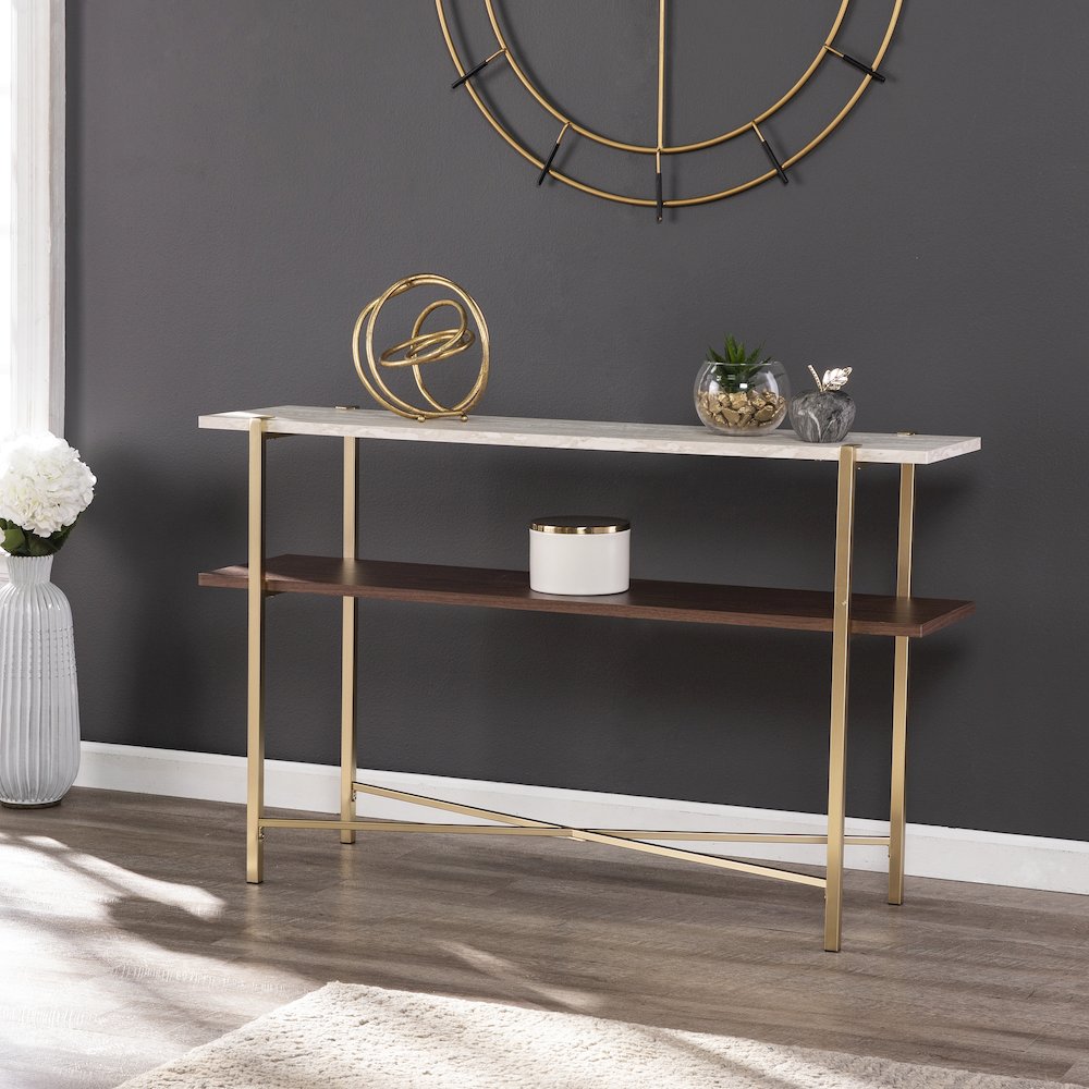 Ardmillan Faux Marble Console Table with Storage. Picture 2