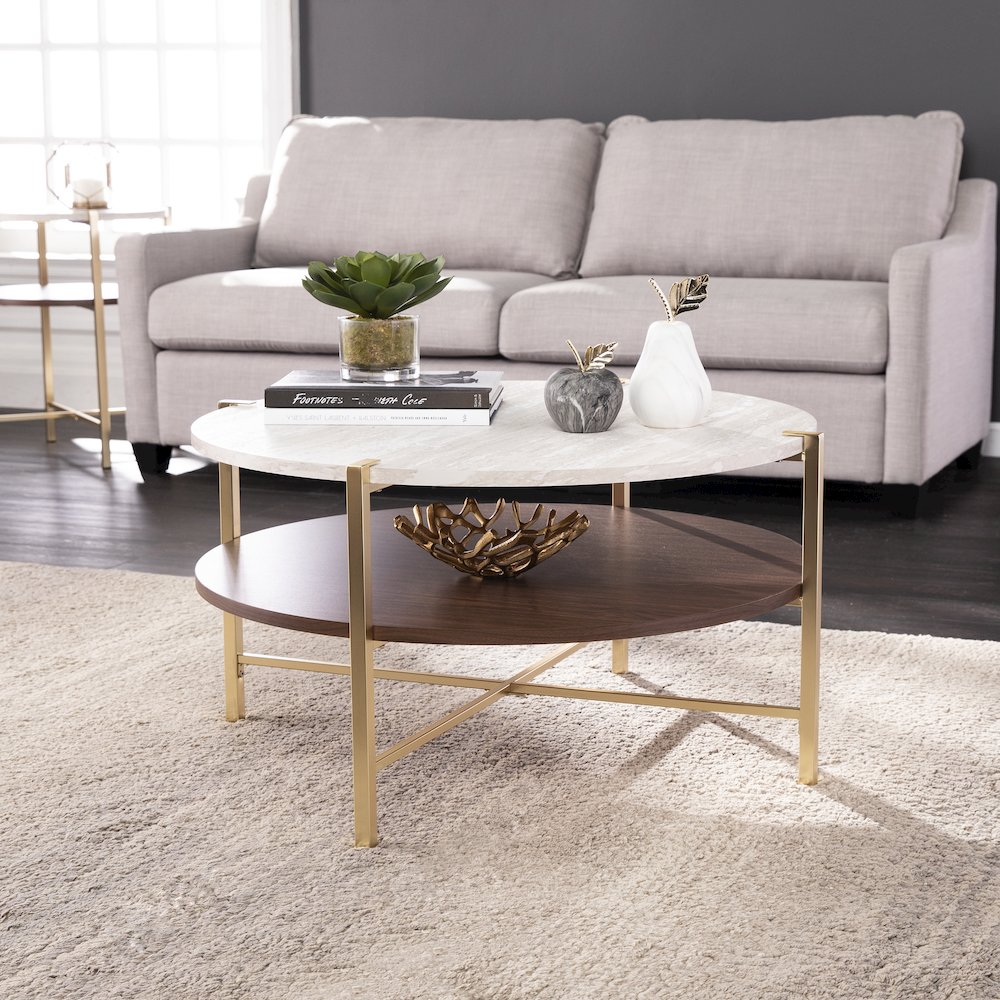 Ardmillan Round Faux Marble Cocktail Table. Picture 2