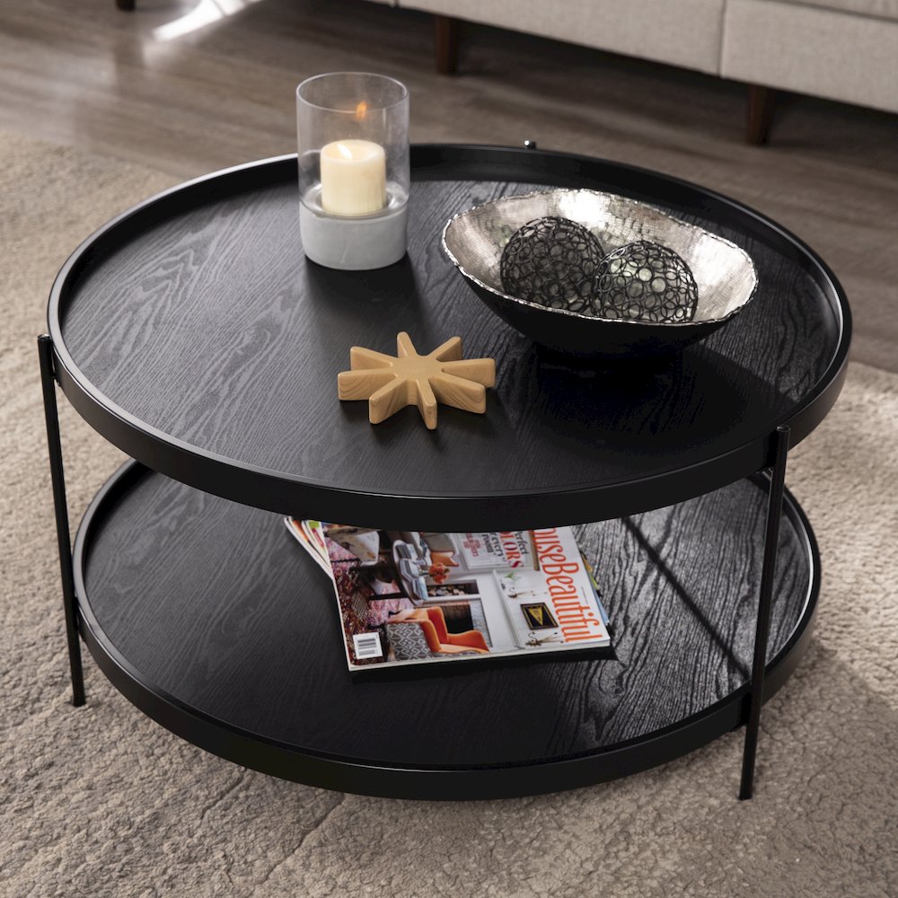 Verlington Round Farmhouse Style Cocktail Table. Picture 4