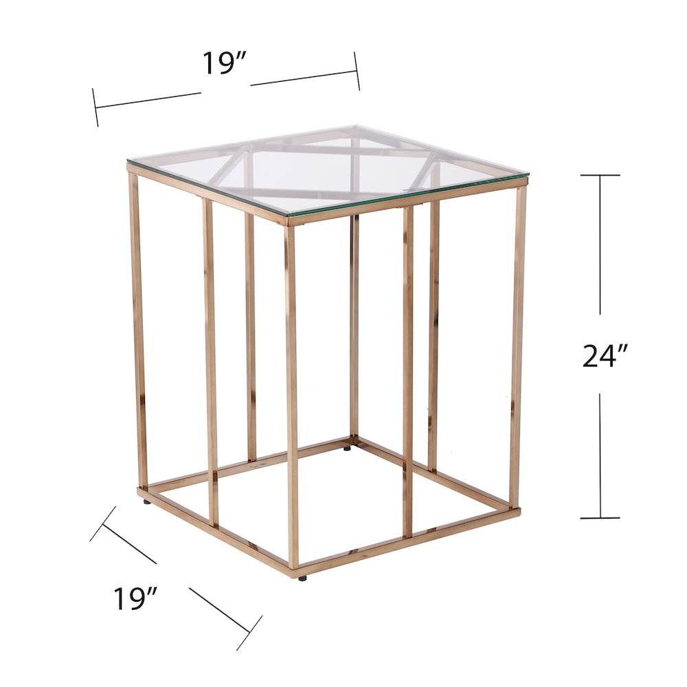 Nicholance Contemporary End Table with Glass Top. Picture 5