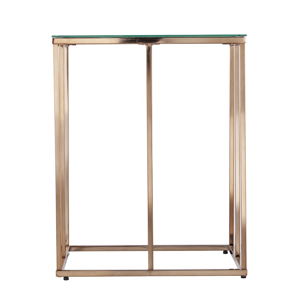 Nicholance Contemporary End Table with Glass Top. Picture 1