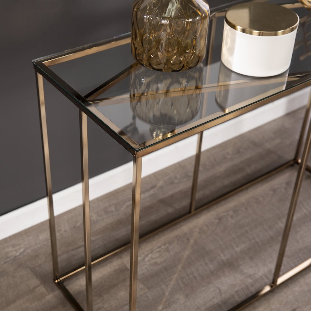 Nicholance Contemporary Glass-Top Console Table. Picture 3