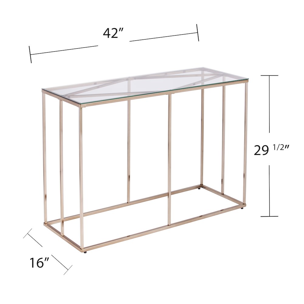 Nicholance Contemporary Glass-Top Console Table. Picture 5