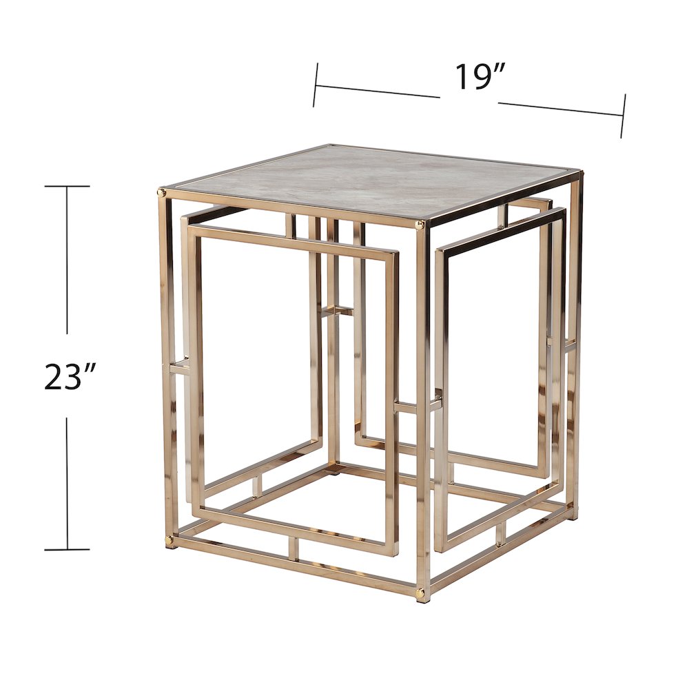 Simondley Faux Marble End Table. Picture 6