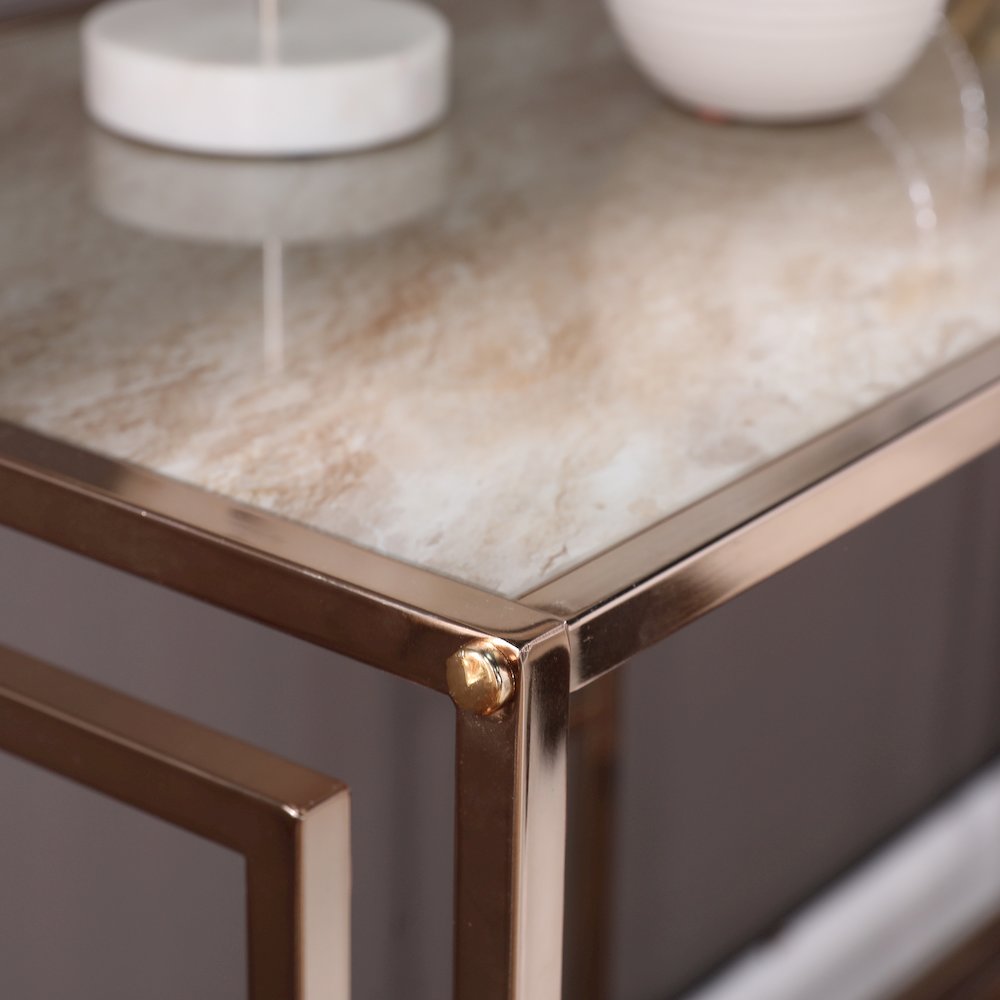 Simondley Faux Marble Console Table. Picture 4