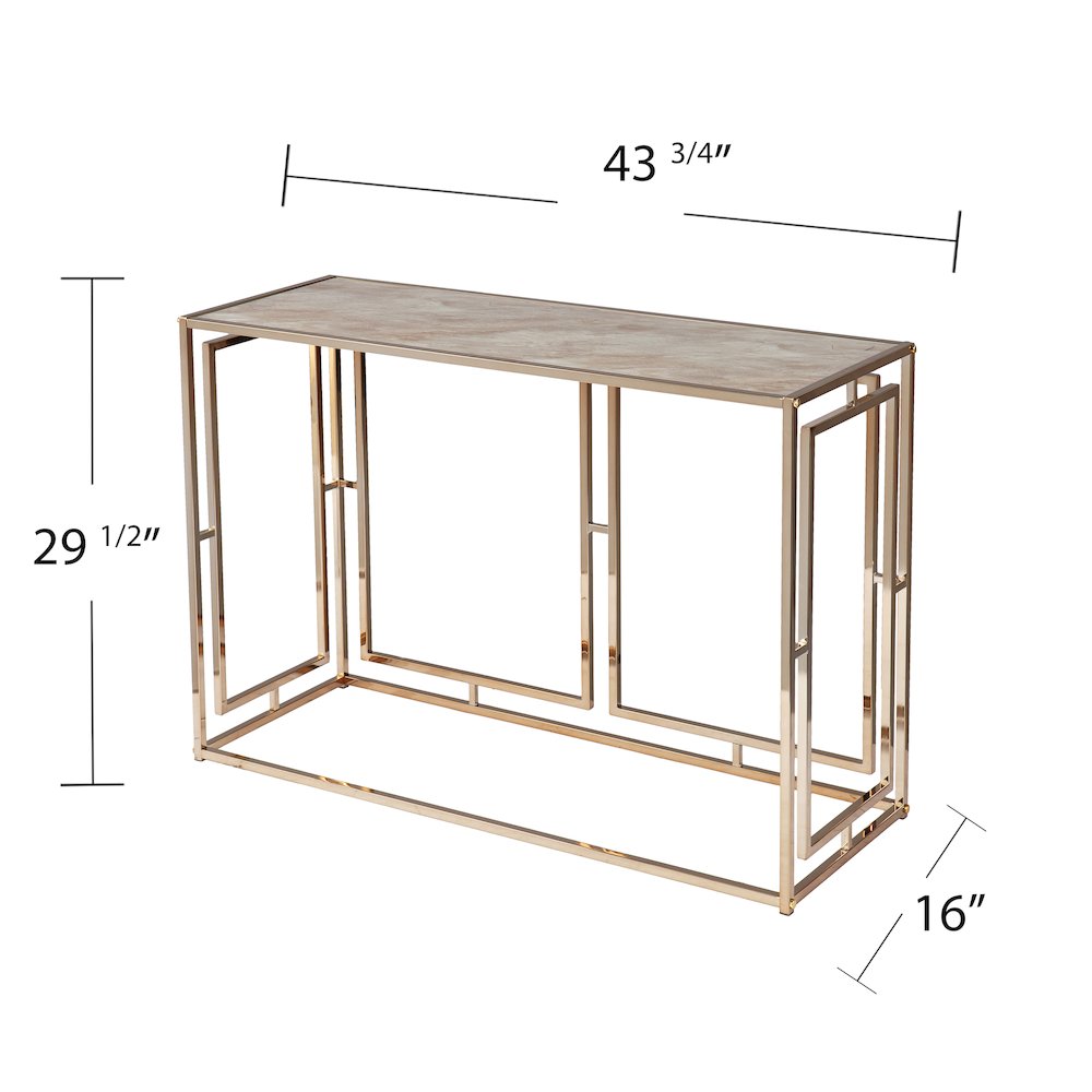 Simondley Faux Marble Console Table. Picture 5