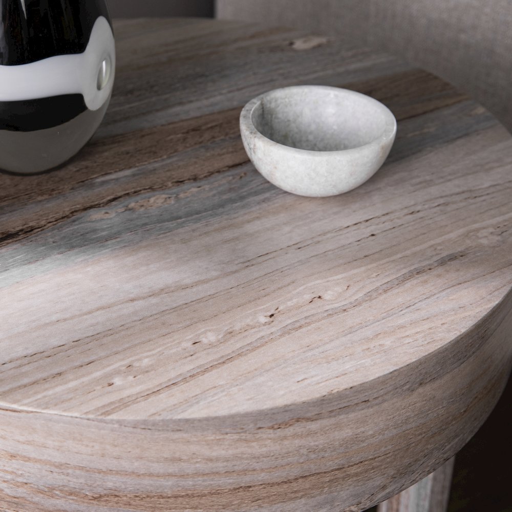 Chadkirk Round Faux Marble End Table. Picture 4