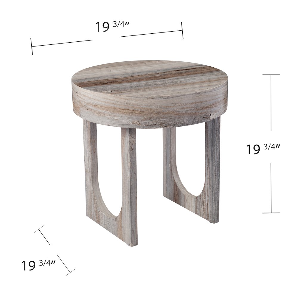 Chadkirk Round Faux Marble End Table. Picture 5