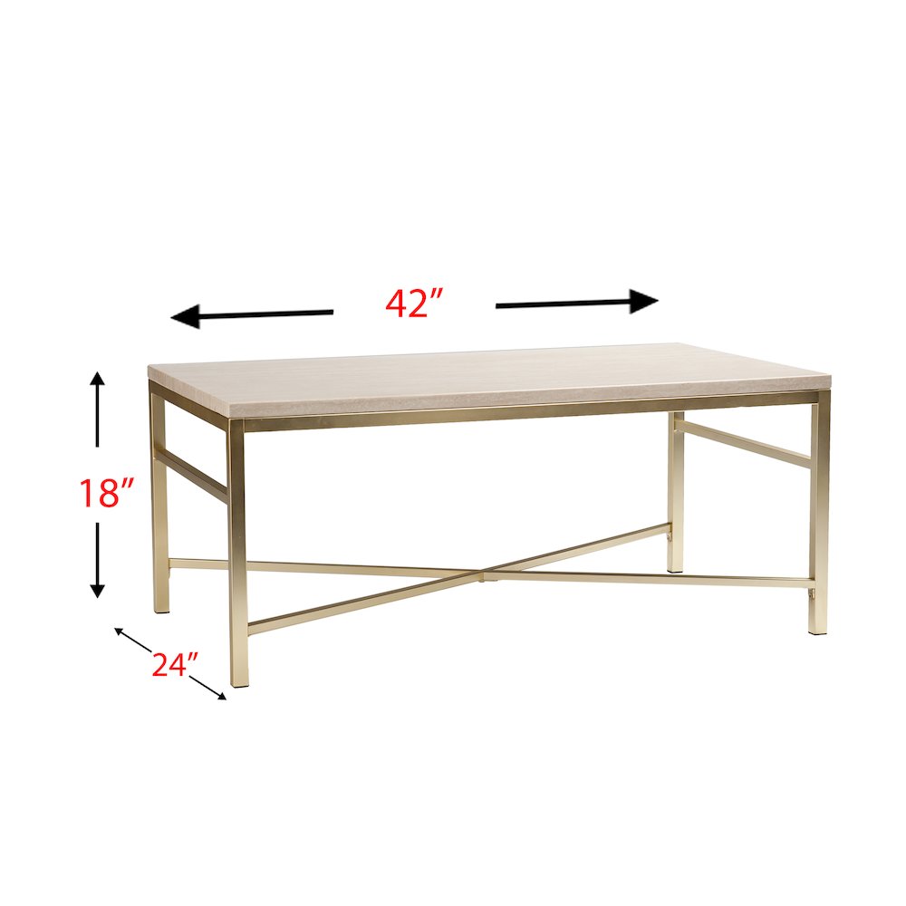 Orinda Faux Stone Cocktail Table - Travertine. Picture 6