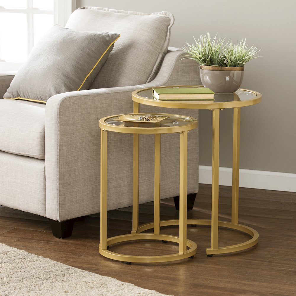 Evelyn Glam Nesting Side Table 2pc Set –. Picture 2