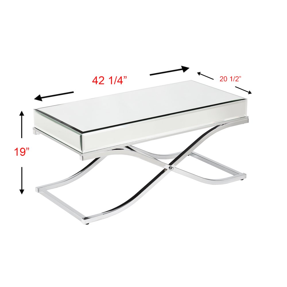 Ava Mirrored Cocktail Table - Chrome. Picture 6