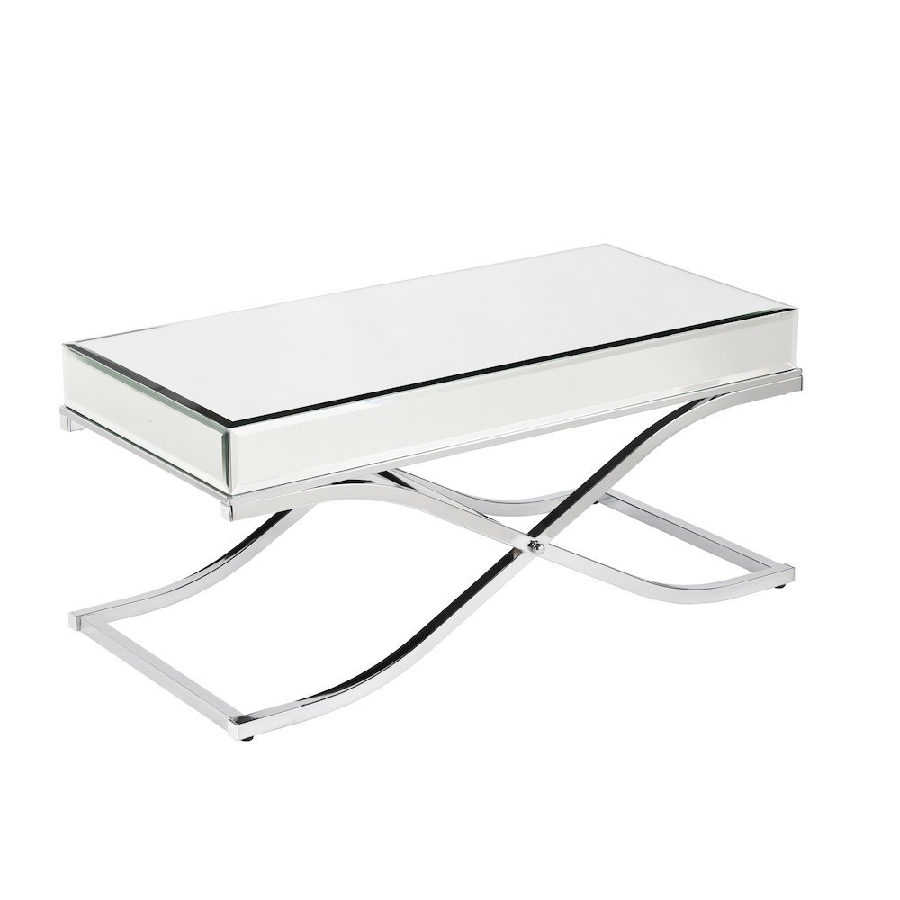 Ava Mirrored Cocktail Table - Chrome. Picture 7