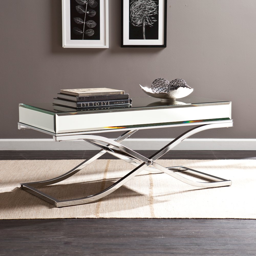 Ava Mirrored Cocktail Table - Chrome. Picture 3