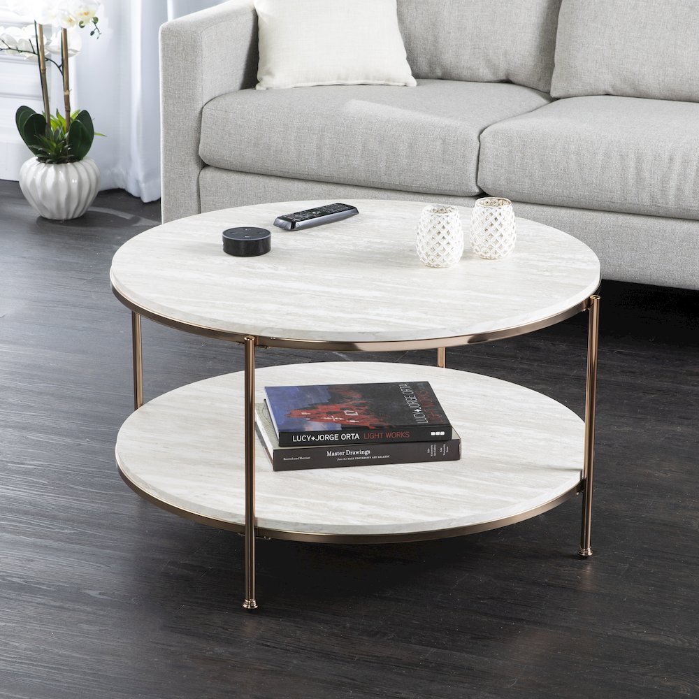 Silas Faux Stone Coffee Table. Picture 2