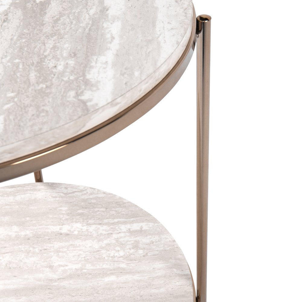 Silas Round Faux Stone End Table. Picture 4