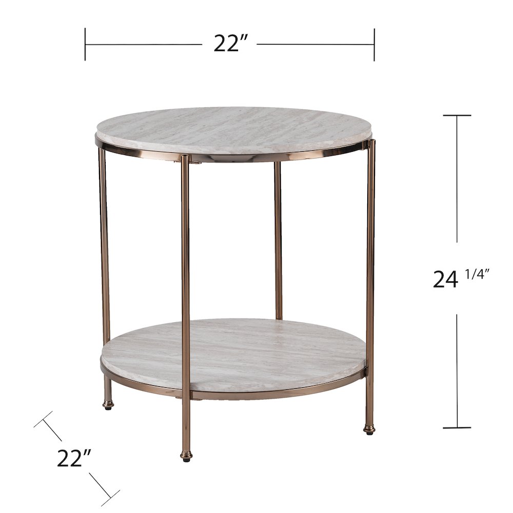 Silas Round Faux Stone End Table. Picture 6